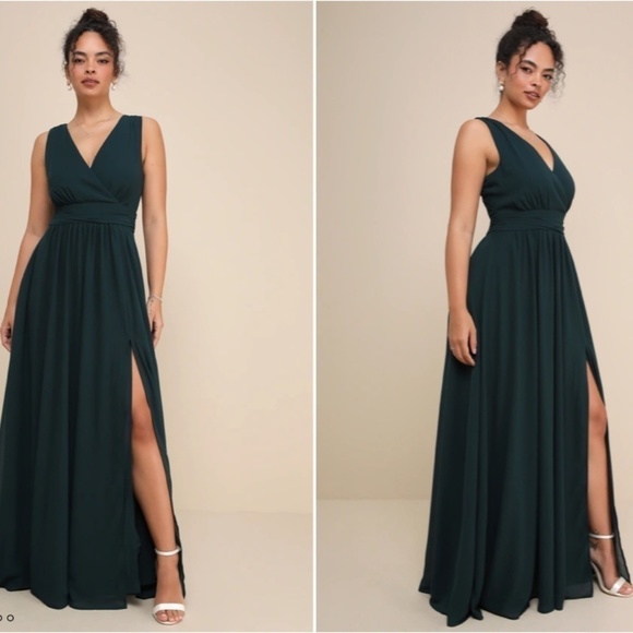 LULUS Elegant Prom Wedding Bridesmaid Flowy Romantic Sexy Maxi Dress - Picture 3 of 6